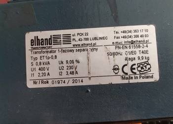 Transformator 400/230V 0,8kVA