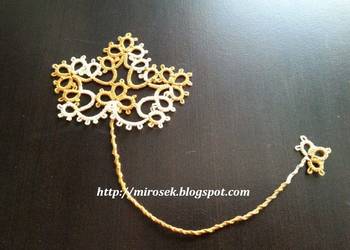 Zakładka do książki zakładki frywolitka liść handmade