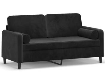 2-osobowa sofa z poduszkami czarna 140 cm aksamit WM-3200886