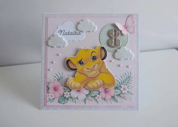 Personalizowana kartka urodzinowa ręcznie robiona Simba Król Lew