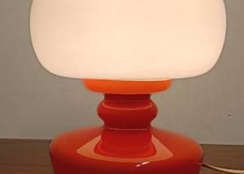 szklana lampa biurkowa nocna grzybek vintage Space Age mid century design
