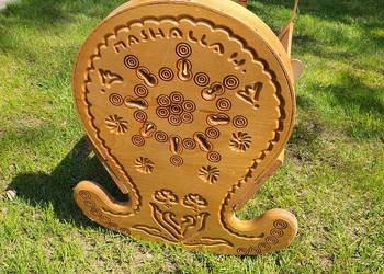 Duża kołyska drewniana  rzeźbiona  -dziecko , lalki lub kwiaty - taras