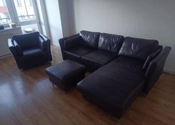 sprzedam narożną kanapę w zestawie z fotelem i pufą