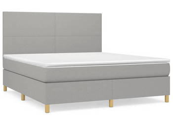 Łóżko kontynentalne z materacem jasnoszare tkanina 160x200 cm WM-3142185