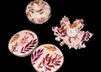 Komplet gipsowo - drewniany, decoupage