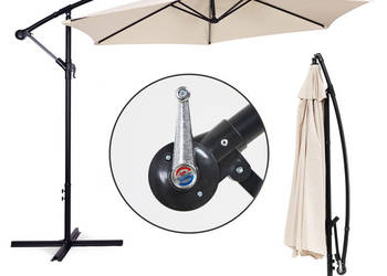 Parasol ogrodowy duży na wysięgniku składany 3 m beżowy 6 żeber MultiGarden