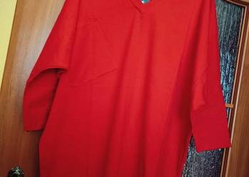 Bluzka tunika czerwona z ozdobną kieszonką