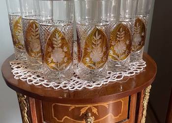 Szklanki z krysztalu , palone i grawerowane na 3 pola.