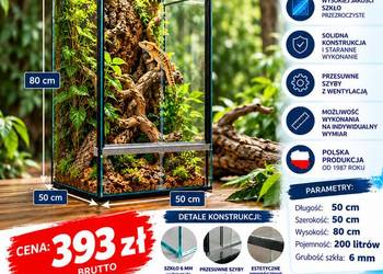Terrarium szklane 50x50x80 cm – szkło 6 mm – producent Trans-Glass