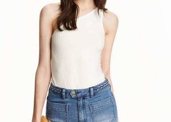 Biały top h&m xs 34 cold shoulder asymetryczna koszulka