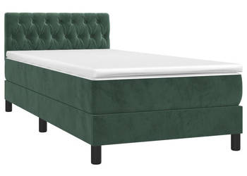 Łóżko kontynentalne z materacem i LED zielony aksamit 90x190 cm WM-3134558