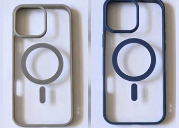 Etui/case przezroczyste szare i niebieskie z MagSafe na iPhone'a 16 pro max