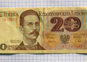 BANKNOT - 20 ZŁOTYCH 1982 ROK ( SER. AT 1610921 )