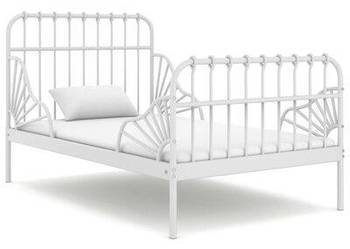 vidaXL Przedłużana rama łóżka, biała, metalowa, 80x130/200 cm(sku324741)
