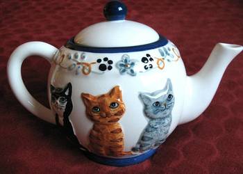 Dzbanek - do kawy i herbaty - ceramika - 17 x 25 x 15 cm z kotami