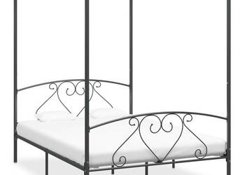 vidaXL Rama łóżka z baldachimem, szara, metalowa