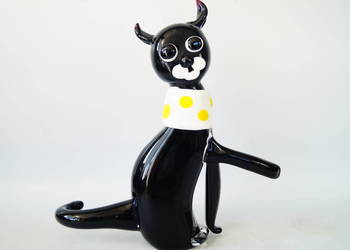 Figura szklana figura Murano style KOT czarny kotek