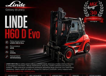 wózek czołowy Linde H60D Evo Linde H60D-03 / DO 6 TON / SERWSIOWANY / TRÓJ…