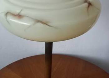 Mosiężna lampa gabinetowa - klosz w marmurkowy wzór. Wysyłka