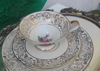 Alka Kunst 830 *Bawaria*  Floral"Cream Gold*zestaw śniadaniowy Trio