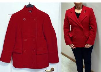 Płaszcz czerwony S 36 SASHA kieszenie wełna ciepły Płaszcz czerwony S 36 SASHA kieszenie wełna ciepły