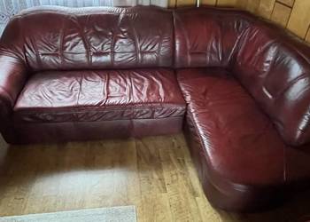 Skórzany narożnik z funkcją spania