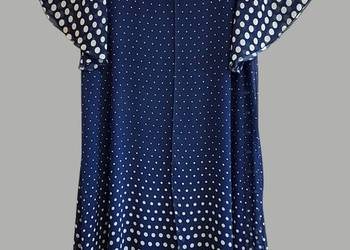 Damska sukienka granatowa w kropki z krótkim rękawem z narzutką 50/5XL