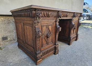*Neorenesansowe biurko gabinetowe z lwami, antyk*