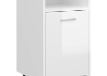 vidaXL Szafka boczna z kółkami, biała z połyskiem(SKU:803053)