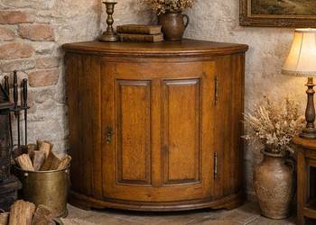 Antyczna dębowa szafka narożna XIX/XX w., lite drewno, rustykalna / vintage