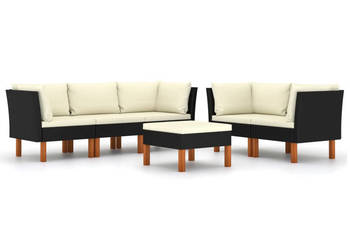 6-cz. zestaw wypoczynkowy do ogrodu poduszki czarny rattan PE WM-3059738