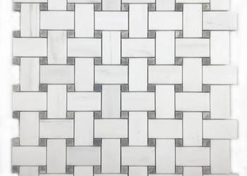 Mozaika marmur, Glacier White, Nordic Grey, plecionka, szlif