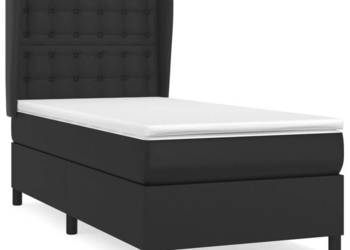 Łóżko z Materacem Kontynentalne Czarne Ekoskóra 80x200 cm WM-3128997