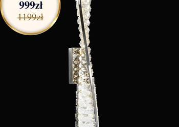 Kinkiet kryształowy podłużny srebrny CRYSTAL