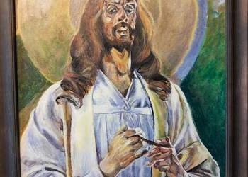 kopia obrazu Chrystus w Emaus J.Malczewskiego olej na płótnie 50x60