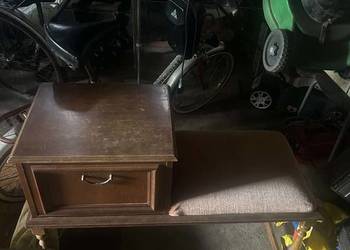 Szafka telefoniczna z siedziskiem PRl / Korytarzowa ławka retro / Vintage