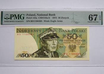 Polska. 50 Złotych. 1975 r. Seria; BD - PMG 67 EPQ. MAX NOTA !