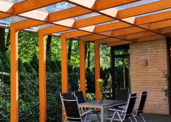Nowoczesne zadaszenia tarasu pergola z drewno klejone szkła aluminium