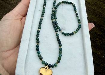 Naszyjnik i bransoletka choker kamienie naturalne agat moss mszysty