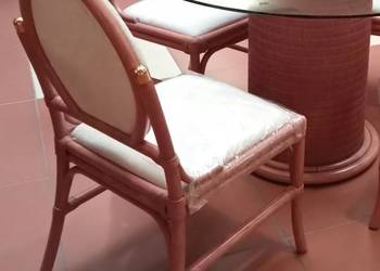 Krzesła włoskie Varaschin  4 szt.luksusowe kolonialne tapicerka rattan róż