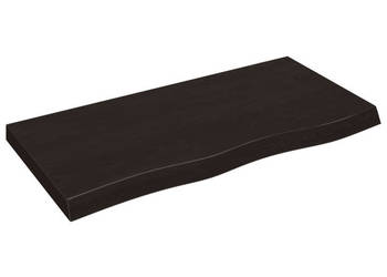 Blat stołu ciemnobrązowy 100x50x(2-6) cm lite drewno dębowe WM-3156430