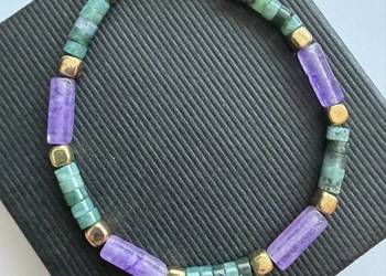 Bransoletka z kamieni naturalnych ametyst i awenturyn