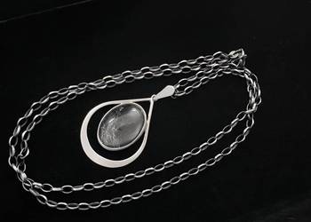 Srebrny autorski wisior kryształ górski łańcuch srebro 925