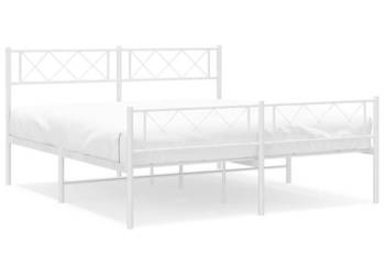 Łóżko Metalowe Białe Rama Łóżka Ze Stelażem Biała 135x190 cm WM-372343