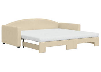 Sofa rozsuwana z materacami kremowa tkanina 100x200 cm WM-3197215