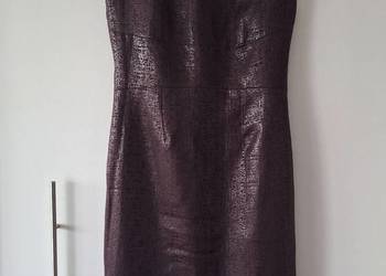 Piękna śliwkowa błyszcząca klasyczna sukienka 38 na imprezę wesele