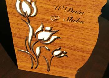 KARTKA ŚLUB KARTA ŚLUBU ŚLUBNA DREWNO kwiaty tulipan bukiet