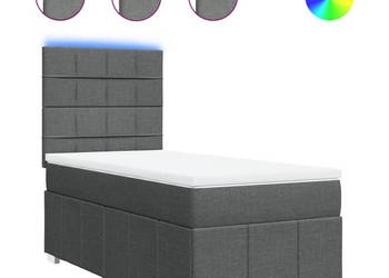 Łóżko kontynentalne z materacem ciemnoszara tkanina 90x200 cm WM-3293852