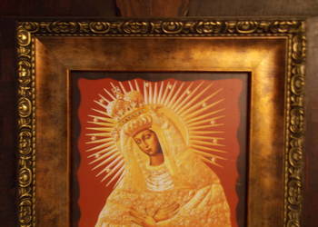 & Matka Boża Ostrobramska & Kopia Ikony & Drewniana Rama & Złocenia &