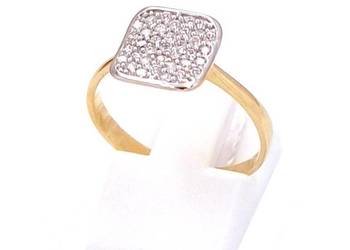 WYPRZEDAŻ !-25% Pierścionek r.14 Złoty pr.585 Glamour kwadrat Z-858